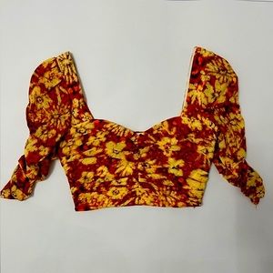 Zara crop top blouse with sweetheart neckline NWOT
